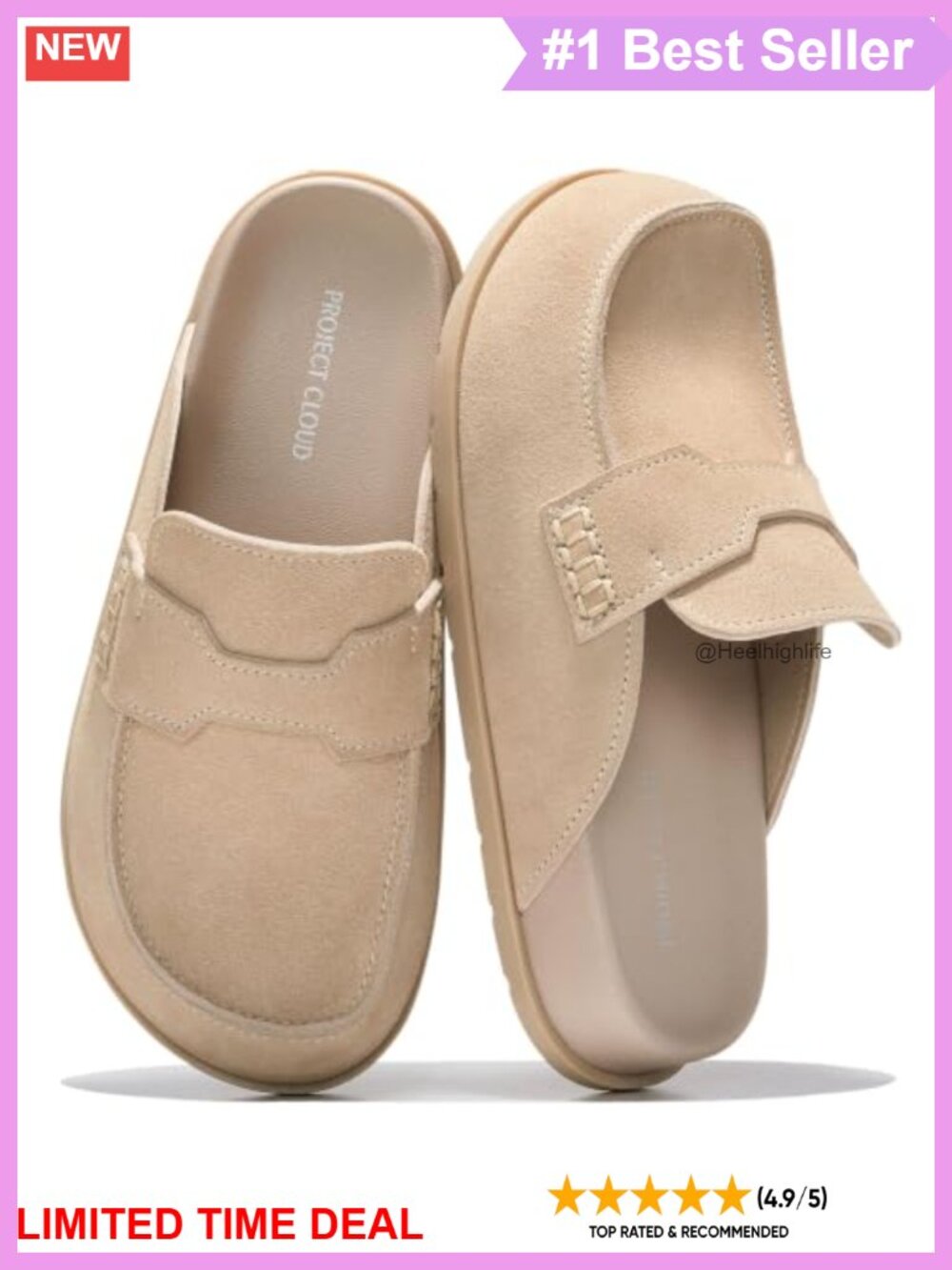 Genuine Leather Slip-On Clogs Mules Women Arch Support Non-Slip Sole